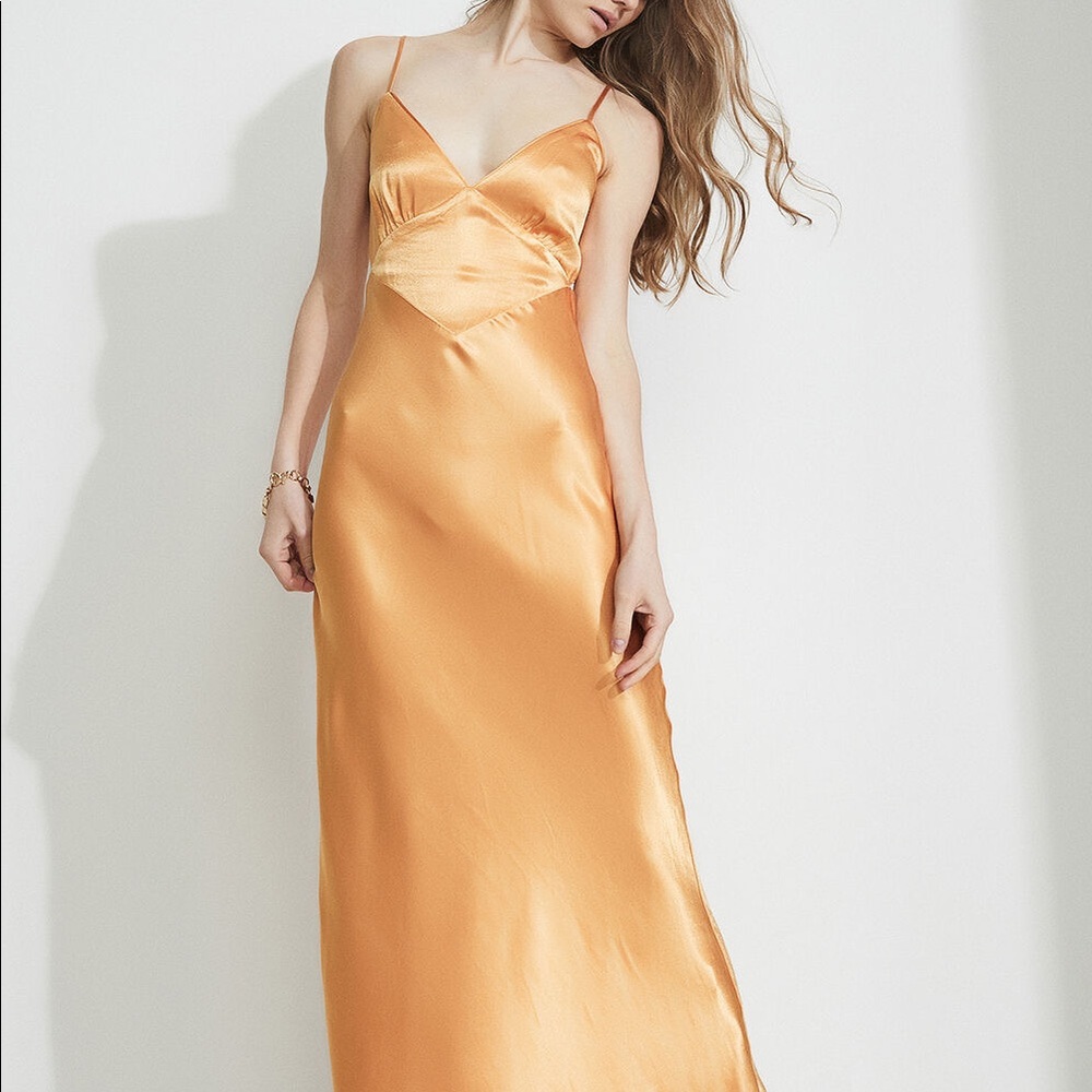 Malinda Slip Dress in Tangerine (hemmed to MIDI length)
